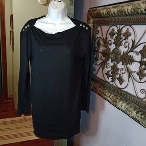 Mossimo Top - Black with long sleeves, Metal Shoulder Detailing & stretch Sz S